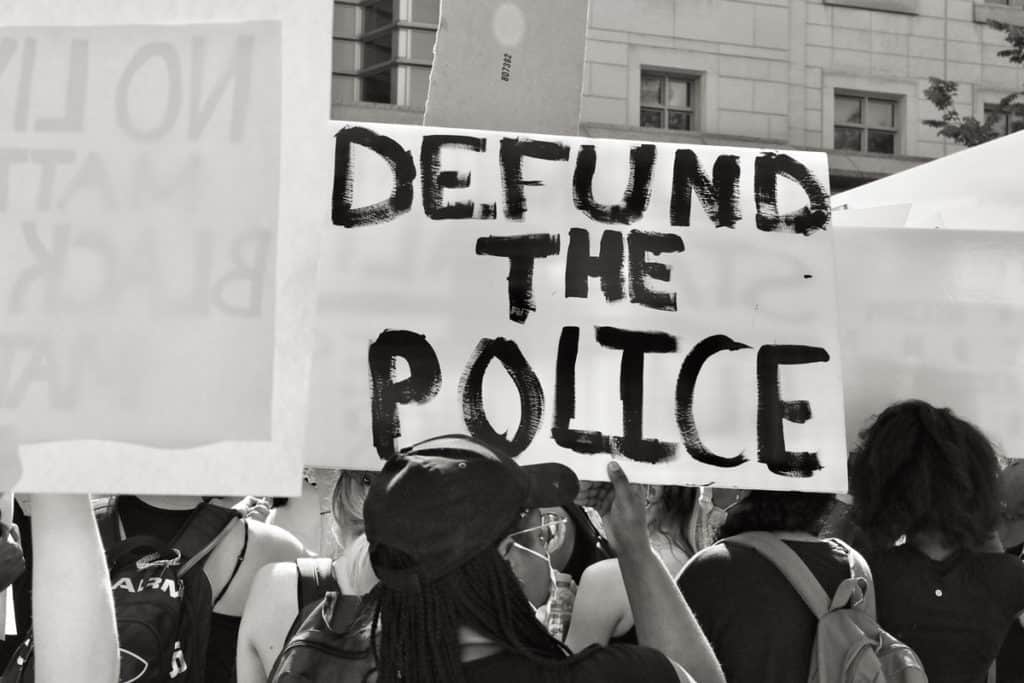 Defund the police protester