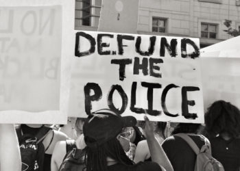Defund the police protester