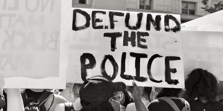 Defund the police protester